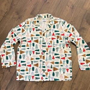 Old Navy Men's Holiday Multicolor Tree Pattern Flannel button Down Shirt XL TALL